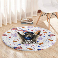 USA America Raccoon Hot Dog 250 Years Round Carpet 4th of July 1776-2026 Patriotic Fireworks