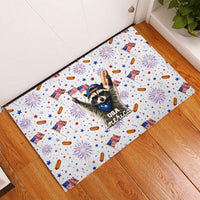 USA America Raccoon Hot Dog 250 Years Rubber Doormat 4th of July 1776-2026 Patriotic Fireworks
