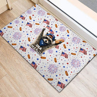 USA America Raccoon Hot Dog 250 Years Rubber Doormat 4th of July 1776-2026 Patriotic Fireworks