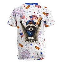 USA America Raccoon Hot Dog 250 Years Rugby Jersey 4th of July 1776-2026 Patriotic Fireworks