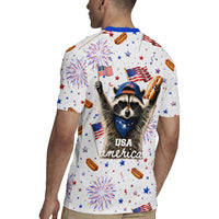 USA America Raccoon Hot Dog 250 Years Rugby Jersey 4th of July 1776-2026 Patriotic Fireworks