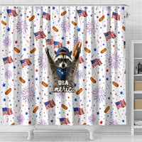 USA America Raccoon Hot Dog 250 Years Shower Curtain 4th of July 1776-2026 Patriotic Fireworks