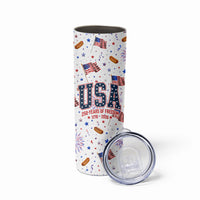 USA America Raccoon Hot Dog 250 Years Skinny Tumbler 4th of July 1776-2026 Patriotic Fireworks