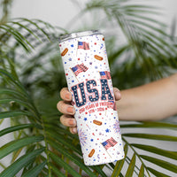 USA America Raccoon Hot Dog 250 Years Skinny Tumbler 4th of July 1776-2026 Patriotic Fireworks