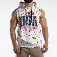 USA America Raccoon Hot Dog 250 Years Sleeveless Hoodie 4th of July 1776-2026 Patriotic Fireworks