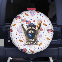 USA America Raccoon Hot Dog 250 Years Spare Tire Cover 4th of July 1776-2026 Patriotic Fireworks