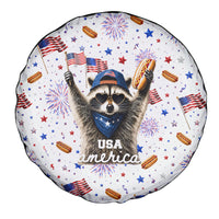 USA America Raccoon Hot Dog 250 Years Spare Tire Cover 4th of July 1776-2026 Patriotic Fireworks