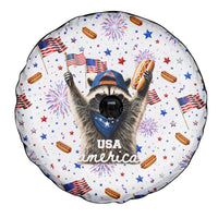 USA America Raccoon Hot Dog 250 Years Spare Tire Cover 4th of July 1776-2026 Patriotic Fireworks