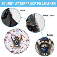 USA America Raccoon Hot Dog 250 Years Spare Tire Cover 4th of July 1776-2026 Patriotic Fireworks