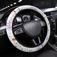 USA America Raccoon Hot Dog 250 Years Steering Wheel Cover 4th of July 1776-2026 Patriotic Fireworks