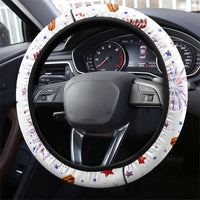 USA America Raccoon Hot Dog 250 Years Steering Wheel Cover 4th of July 1776-2026 Patriotic Fireworks