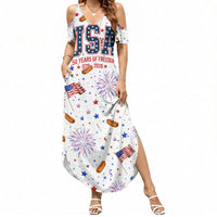 USA America Raccoon Hot Dog 250 Years Summer Maxi Dress 4th of July 1776-2026 Patriotic Fireworks