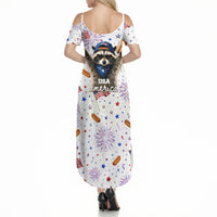 USA America Raccoon Hot Dog 250 Years Summer Maxi Dress 4th of July 1776-2026 Patriotic Fireworks