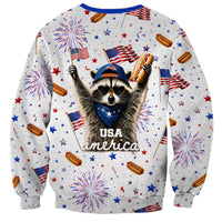 USA America Raccoon Hot Dog 250 Years Sweatshirt 4th of July 1776-2026 Patriotic Fireworks