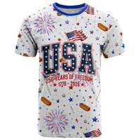 USA America Raccoon Hot Dog 250 Years T Shirt 4th of July 1776-2026 Patriotic Fireworks