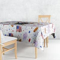 USA America Raccoon Hot Dog 250 Years Tablecloth 4th of July 1776-2026 Patriotic Fireworks