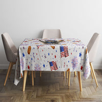 USA America Raccoon Hot Dog 250 Years Tablecloth 4th of July 1776-2026 Patriotic Fireworks