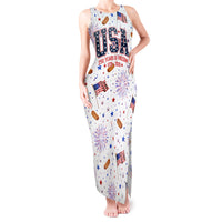 USA America Raccoon Hot Dog 250 Years Tank Maxi Dress 4th of July 1776-2026 Patriotic Fireworks