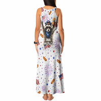USA America Raccoon Hot Dog 250 Years Tank Maxi Dress 4th of July 1776-2026 Patriotic Fireworks