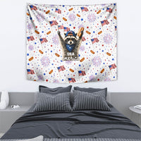 USA America Raccoon Hot Dog 250 Years Tapestry 4th of July 1776-2026 Patriotic Fireworks