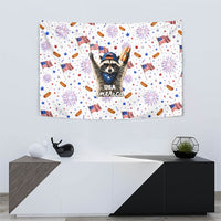 USA America Raccoon Hot Dog 250 Years Tapestry 4th of July 1776-2026 Patriotic Fireworks