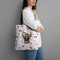 USA America Raccoon Hot Dog 250 Years Tote Bag 4th of July 1776-2026 Patriotic Fireworks