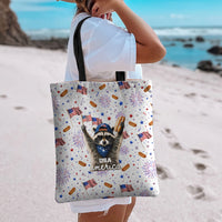 USA America Raccoon Hot Dog 250 Years Tote Bag 4th of July 1776-2026 Patriotic Fireworks