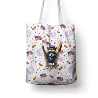 USA America Raccoon Hot Dog 250 Years Tote Bag 4th of July 1776-2026 Patriotic Fireworks