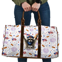 USA America Raccoon Hot Dog 250 Years Travel Bag 4th of July 1776-2026 Patriotic Fireworks