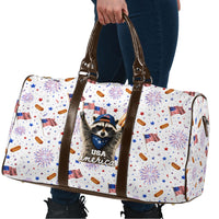 USA America Raccoon Hot Dog 250 Years Travel Bag 4th of July 1776-2026 Patriotic Fireworks