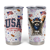 USA America Raccoon Hot Dog 250 Years Tumbler Cup 4th of July 1776-2026 Patriotic Fireworks