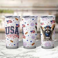 USA America Raccoon Hot Dog 250 Years Tumbler Cup 4th of July 1776-2026 Patriotic Fireworks