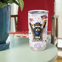 USA America Raccoon Hot Dog 250 Years Tumbler Cup 4th of July 1776-2026 Patriotic Fireworks