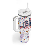 USA America Raccoon Hot Dog 250 Years Tumbler With Handle 4th of July 1776-2026 Patriotic Fireworks