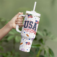 USA America Raccoon Hot Dog 250 Years Tumbler With Handle 4th of July 1776-2026 Patriotic Fireworks