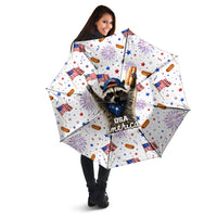 USA America Raccoon Hot Dog 250 Years Umbrella 4th of July 1776-2026 Patriotic Fireworks