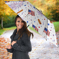 USA America Raccoon Hot Dog 250 Years Umbrella 4th of July 1776-2026 Patriotic Fireworks