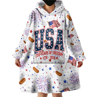 USA America Raccoon Hot Dog 250 Years Wearable Blanket Hoodie 4th of July 1776-2026 Patriotic Fireworks