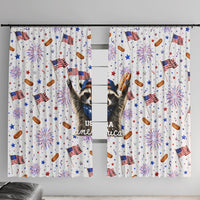USA America Raccoon Hot Dog 250 Years Window Curtain 4th of July 1776-2026 Patriotic Fireworks
