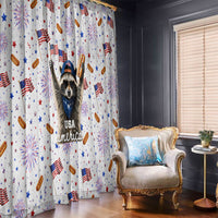USA America Raccoon Hot Dog 250 Years Window Curtain 4th of July 1776-2026 Patriotic Fireworks