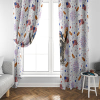USA America Raccoon Hot Dog 250 Years Window Curtain 4th of July 1776-2026 Patriotic Fireworks