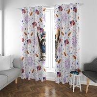 USA America Raccoon Hot Dog 250 Years Window Curtain 4th of July 1776-2026 Patriotic Fireworks