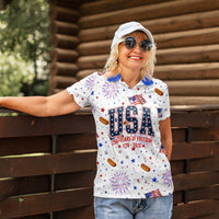 USA America Raccoon Hot Dog 250 Years Women Polo Shirt 4th of July 1776-2026 Patriotic Fireworks