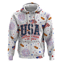 USA America Raccoon Hot Dog 250 Years Zip Hoodie 4th of July 1776-2026 Patriotic Fireworks