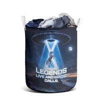 Scotland Kelpies And Unicorn UFO Laundry Basket Sci-Fi Alien Abduction And Magic Legends
