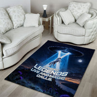 Scotland Kelpies And Unicorn UFO Area Rug Sci-Fi Alien Abduction And Magic Legends