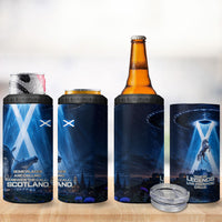 Scotland Kelpies And Unicorn UFO 4 in 1 Can Cooler Tumbler Sci-Fi Alien Abduction And Magic Legends