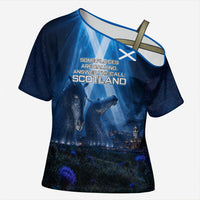Scotland Kelpies And Unicorn UFO Cross Shoulder Shirt Sci-Fi Alien Abduction And Magic Legends