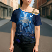 Scotland Kelpies And Unicorn UFO Cross Shoulder Shirt Sci-Fi Alien Abduction And Magic Legends