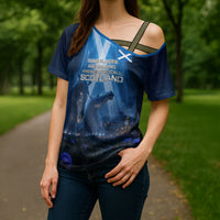 Scotland Kelpies And Unicorn UFO Cross Shoulder Shirt Sci-Fi Alien Abduction And Magic Legends